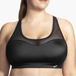 Brooks Fast Forward Crossback Black Adjustable Sports Bra With Removable Padding